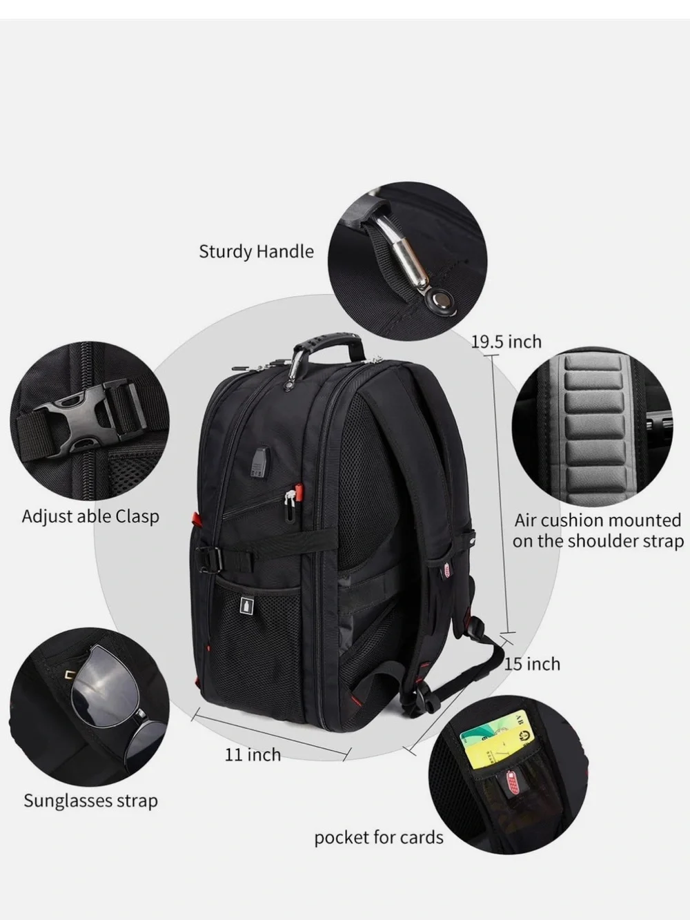 Extra LargeTravel Laptop Backpack Usb Charging Port 17 Inch Computer Shrradoo